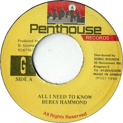 ALL I NEED TO KNOW (VG+) / (VG+)