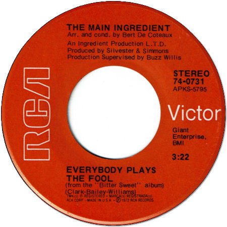 EVERYBODY PLAYS THE FOOL (VG+) / WHO CAN I TURN TO (VG-)